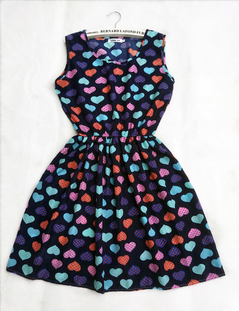 Online discount shop Australia - Florals Print Women New Sleeveless Round Neck Dress Summer