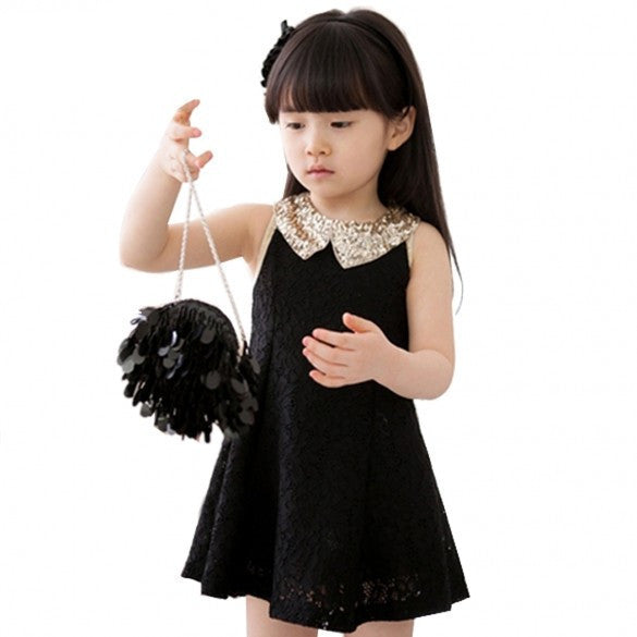 New Fashion Girls Clothes Tutu Dress Kids Clothing Princess Baby Girl Dress Sequins Collar Black White Party Dresses - CelebritystyleFashion.com.au online clothing shop australia