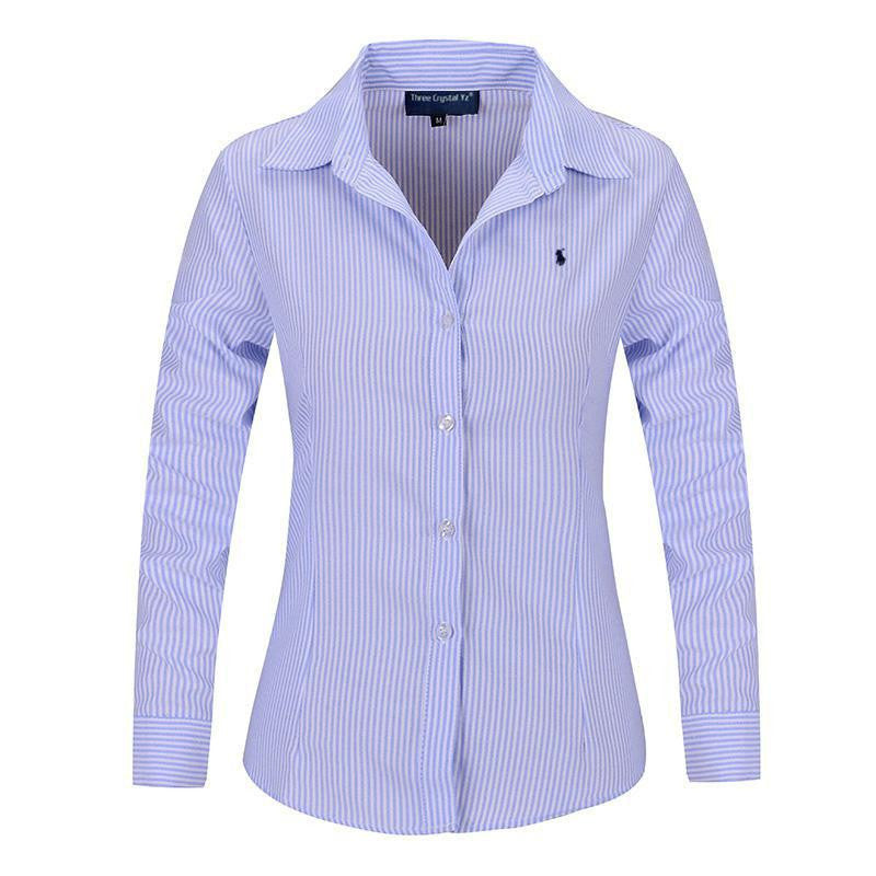 Women Long Sleeve Pure Color Striped Blouses Turn Down Collar Casual High Street Woman Fashion Shirts Feminino