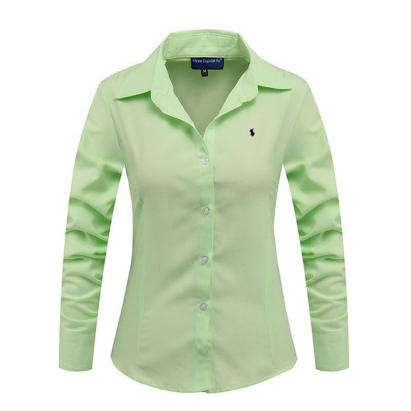 Women Long Sleeve Pure Color Striped Blouses Turn Down Collar Casual High Street Woman Fashion Shirts Feminino