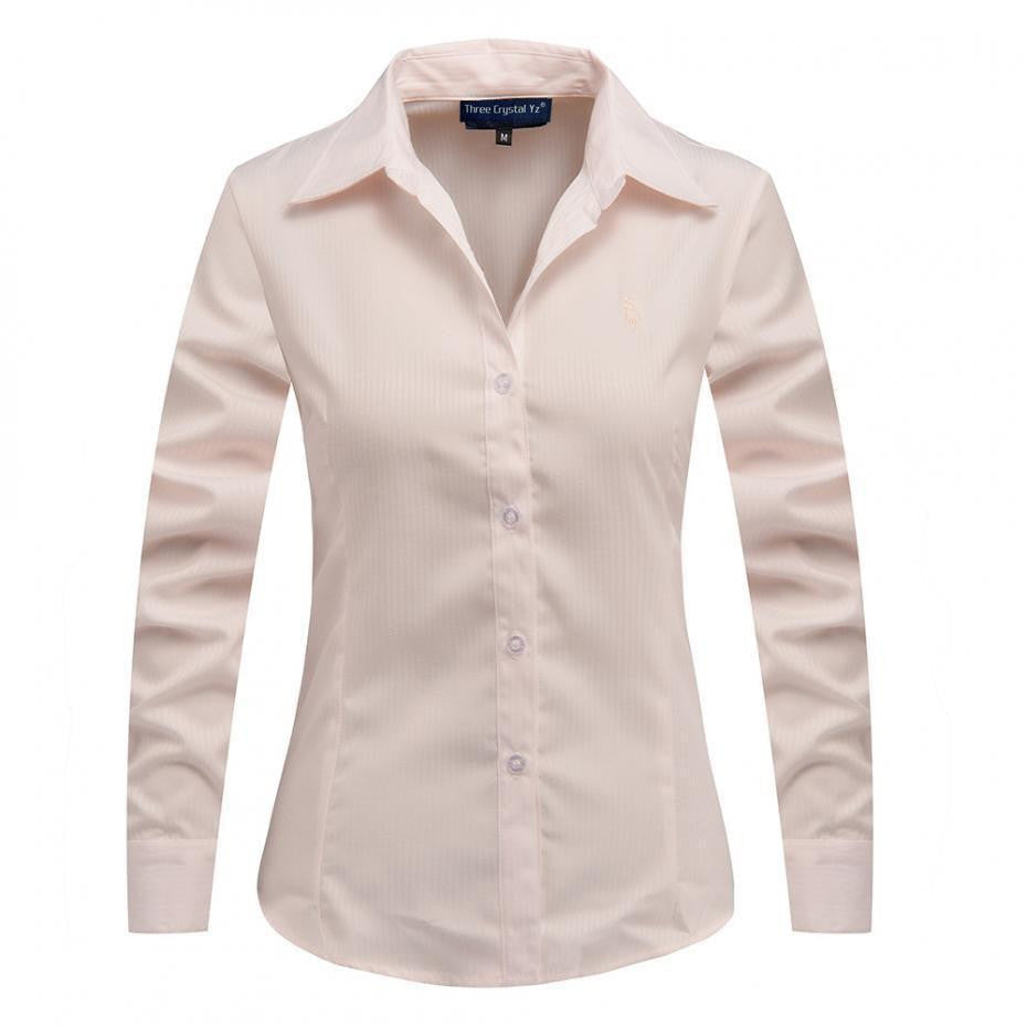 Women Long Sleeve Pure Color Striped Blouses Turn Down Collar Casual High Street Woman Fashion Shirts Feminino