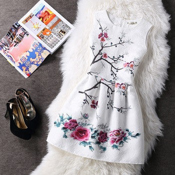 Online discount shop Australia - Fashion Women Summer Autumn Casual Vintage Vest Party Dress Floral Printed Princess Sleeveless Slim Dresses Clothing Vestidos