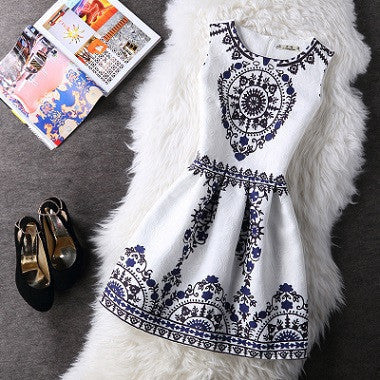 Online discount shop Australia - Fashion Women Summer Autumn Casual Vintage Vest Party Dress Floral Printed Princess Sleeveless Slim Dresses Clothing Vestidos
