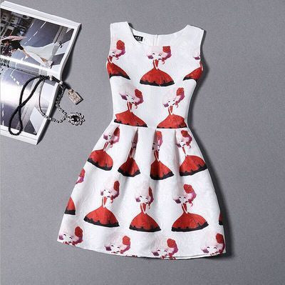 Online discount shop Australia - Fashion Women Summer Autumn Casual Vintage Vest Party Dress Floral Printed Princess Sleeveless Slim Dresses Clothing Vestidos