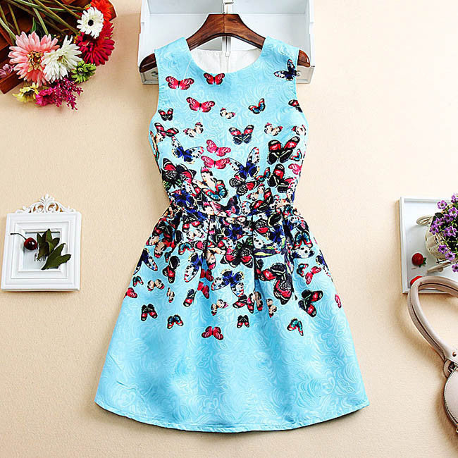 Online discount shop Australia - Fashion Women Summer Autumn Casual Vintage Vest Party Dress Floral Printed Princess Sleeveless Slim Dresses Clothing Vestidos