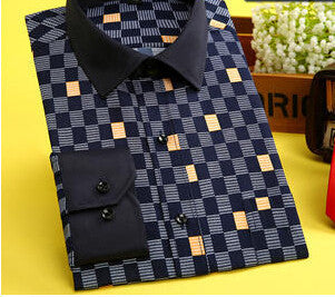 Men Shirt Long Sleeve Causal Dress Mens Shirts Mens Clothes Camisa Masculina Print Shirt Fashione New - CelebritystyleFashion.com.au online clothing shop australia