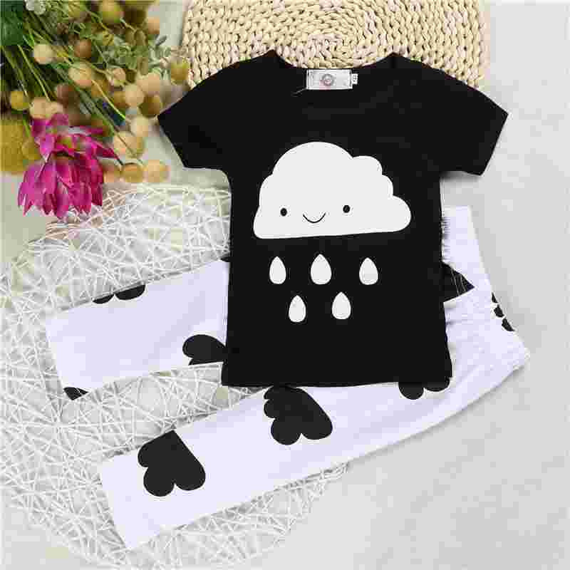 OneToo New kids baby summer sets newborn cotton short sleeved dots monster cutce cartoon T-shirt + pants children suit 0-3Y 1079 - CelebritystyleFashion.com.au online clothing shop australia