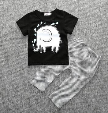 OneToo New kids baby summer sets newborn cotton short sleeved dots monster cutce cartoon T-shirt + pants children suit 0-3Y 1079 - CelebritystyleFashion.com.au online clothing shop australia