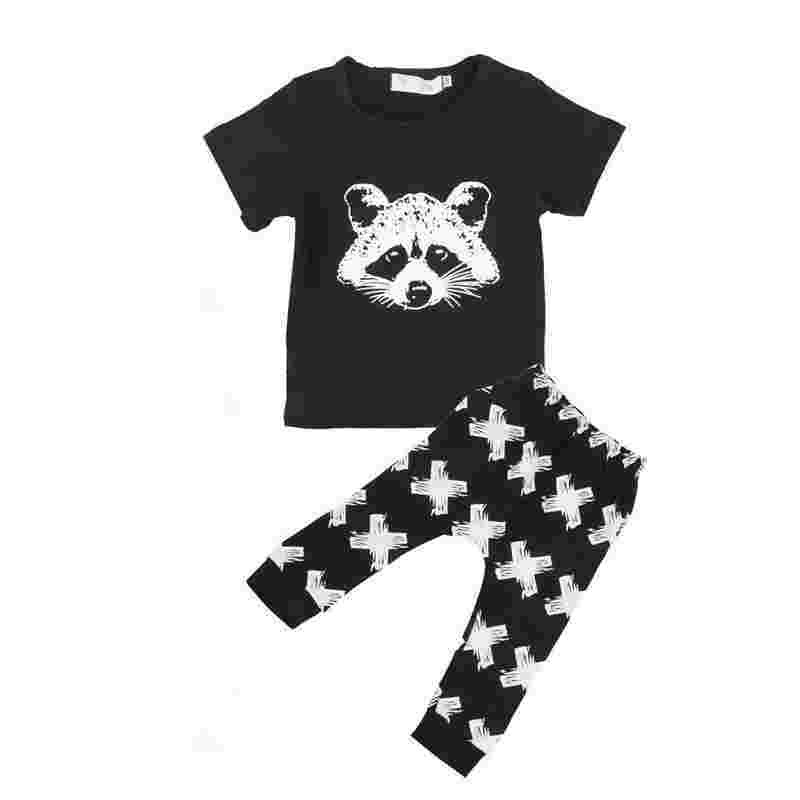 OneToo New kids baby summer sets newborn cotton short sleeved dots monster cutce cartoon T-shirt + pants children suit 0-3Y 1079 - CelebritystyleFashion.com.au online clothing shop australia