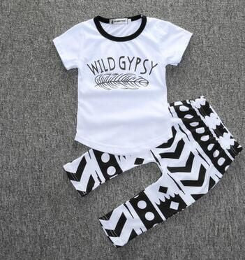 OneToo New kids baby summer sets newborn cotton short sleeved dots monster cutce cartoon T-shirt + pants children suit 0-3Y 1079 - CelebritystyleFashion.com.au online clothing shop australia