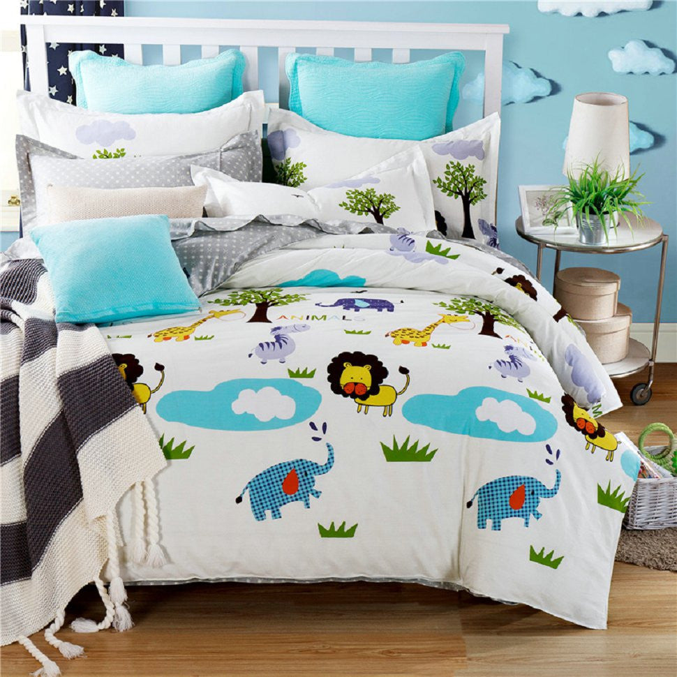 Online discount shop Australia - cartoon duvet cover sets 3pc bedding set 3pcs for children' bedroom colorful deer twin full queen single size