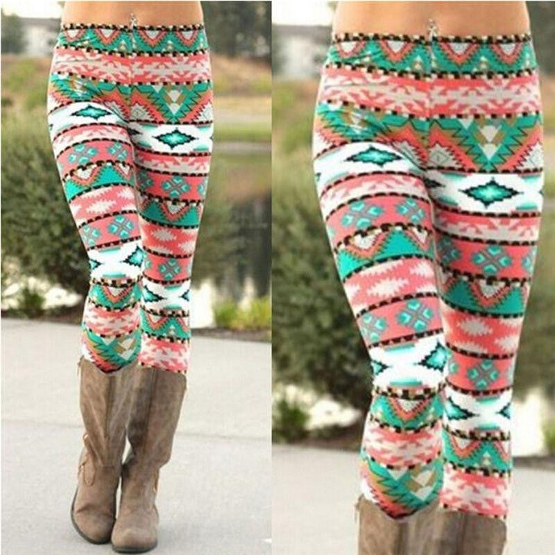 Women Xmas Snowflake Reindeer Knitted Leggings Skinny Pencil Pants