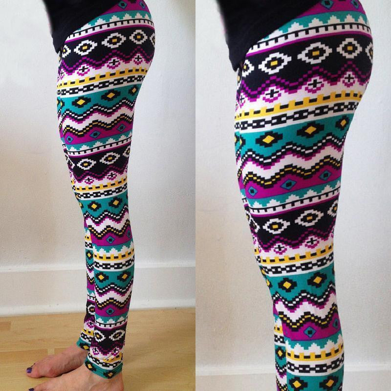 Women Xmas Snowflake Reindeer Knitted Leggings Skinny Pencil Pants