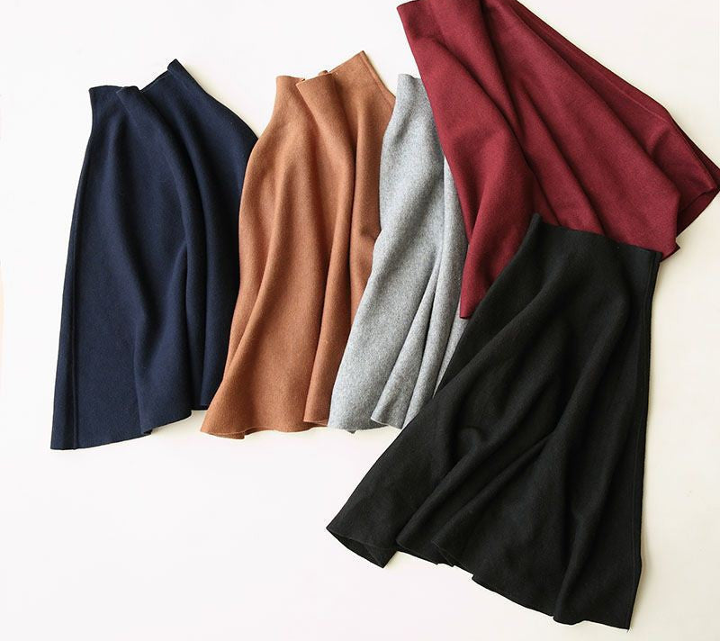 Online discount shop Australia - Knit Long Skirts Women Wool Mid-Calf Knit Skirt For Women Saia Longa Woolen Umbrella Long Skirts