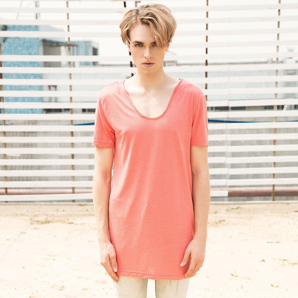 Online discount shop Australia - Longline T Shirts V Neck T Shirts For Men White T Shirt Basic Tee Shirts Long Line Top Short Sleeve Casual Plain Solid Hip Hop