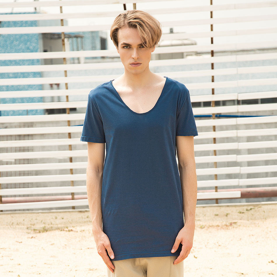 Online discount shop Australia - Longline T Shirts V Neck T Shirts For Men White T Shirt Basic Tee Shirts Long Line Top Short Sleeve Casual Plain Solid Hip Hop