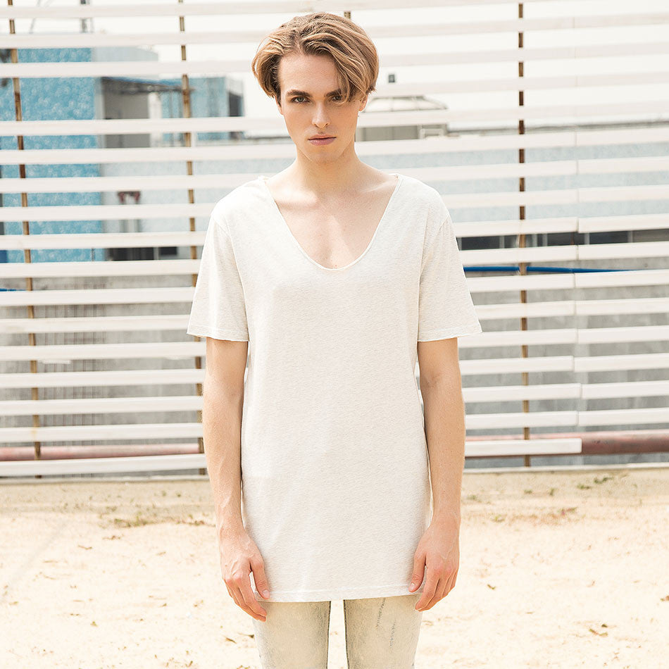 Online discount shop Australia - Longline T Shirts V Neck T Shirts For Men White T Shirt Basic Tee Shirts Long Line Top Short Sleeve Casual Plain Solid Hip Hop