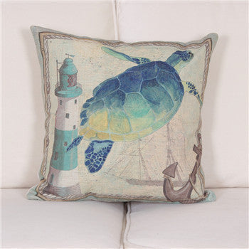 Online discount shop Australia - Mediterranean Style Pillowcase Linen Cushion Cover Shedd Aquarium Marine Biology Octopus Pillow Covers Conch hippocampus