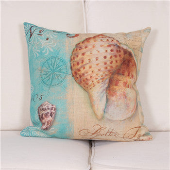 Online discount shop Australia - Mediterranean Style Pillowcase Linen Cushion Cover Shedd Aquarium Marine Biology Octopus Pillow Covers Conch hippocampus