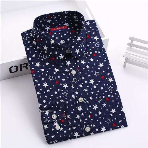 Women Blouse Floral Print Long Sleeve Cotton Women Shirts Turn Down Collar Casual Plus Size Slim Tops