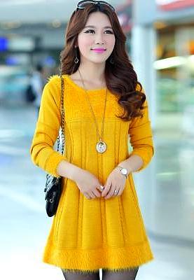 Women's Slim Thin Plus Size Loose Mohair Long Sweater Fashion Knitwear A-line Dress