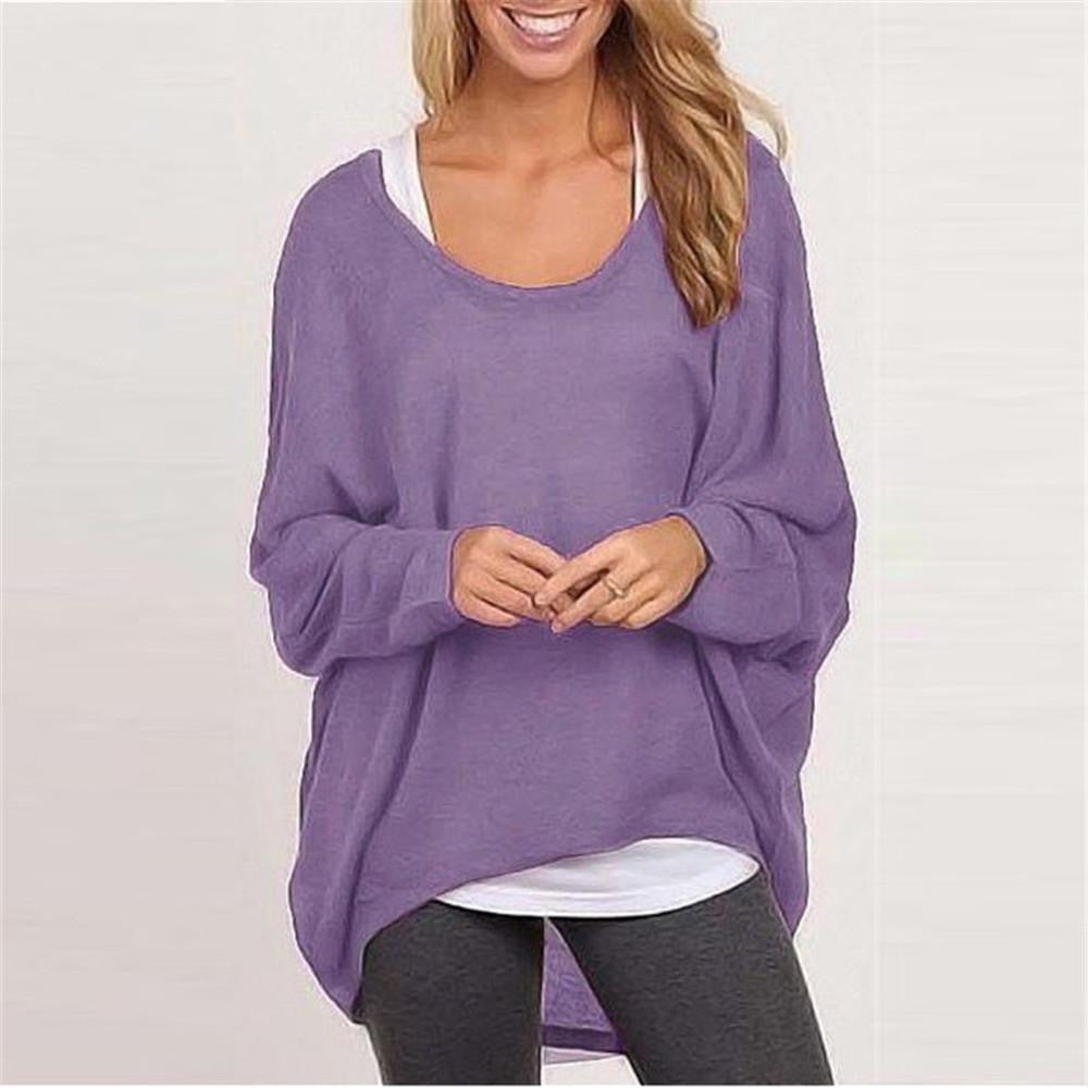 Women Blouse Fashion Long Sleeve Casual Loose Solid Color Black Gray Shirt Plus Size Tops