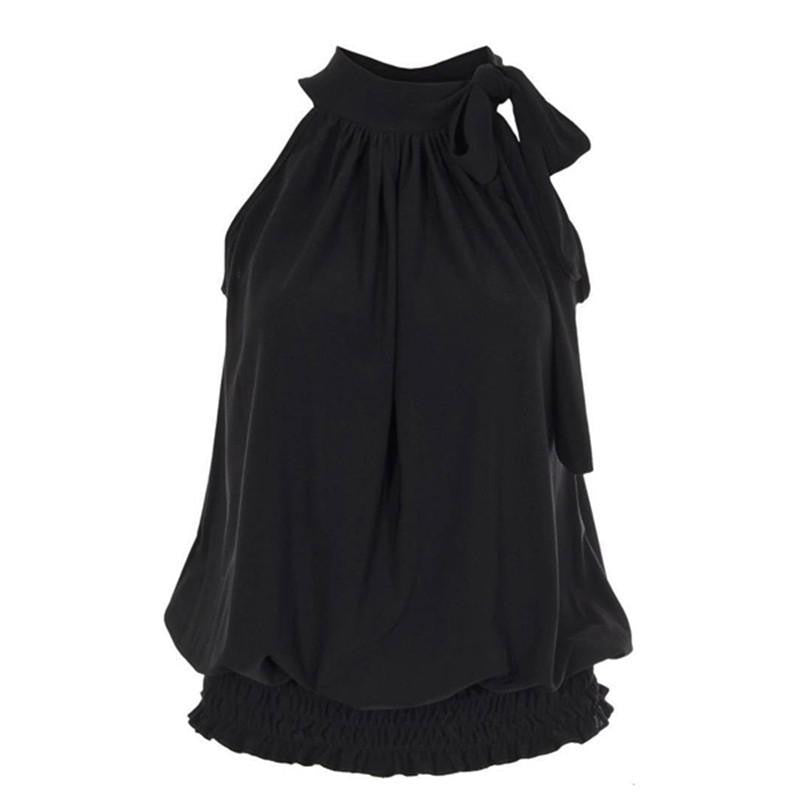 Women Sleeveless Tank Top Zanzea Casual Ruffled Elastic Waist Crop Tops Plus Size Black White Cropped