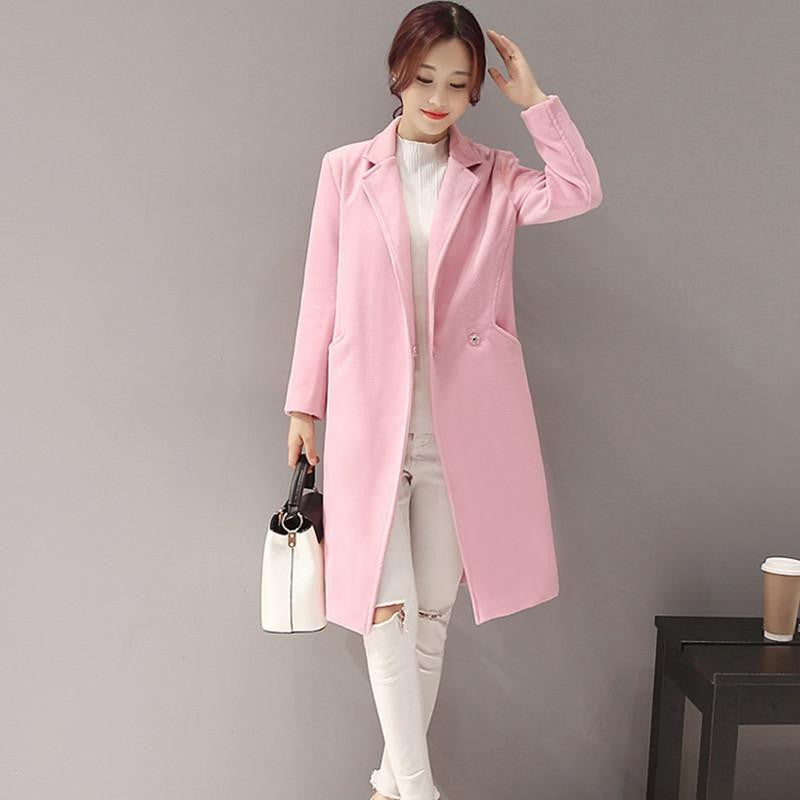 Women Woolen Coat Slim Lapel Pocket Multicolor Plus Size Long Sleeve Ladies Wool warm Jackets Female Fashion coats