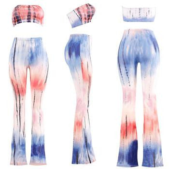 Women Pants Elegant Elastic Casual Long Wide Leg Pants Print Flared trousers Palazzo Trousers Plus Size 19 Colors