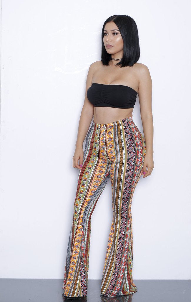 Women Pants Elegant Elastic Casual Long Wide Leg Pants Print Flared trousers Palazzo Trousers Plus Size 19 Colors