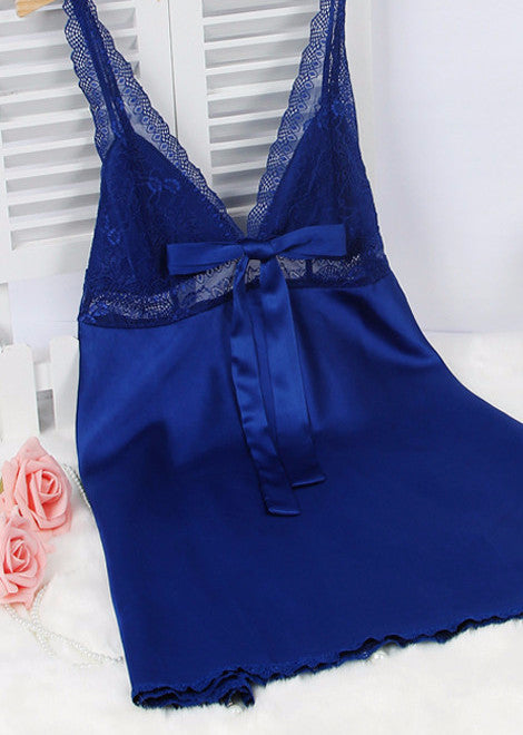 Online discount shop Australia - Ladies Sexy Silk Satin Nightgown Lace Nightdress Sleeveless Nighties V-neck Night dress Sleep Dress Nightwear For Women