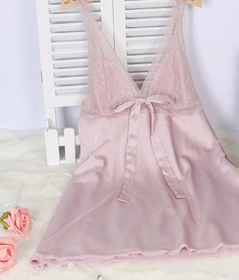 Online discount shop Australia - Ladies Sexy Silk Satin Nightgown Lace Nightdress Sleeveless Nighties V-neck Night dress Sleep Dress Nightwear For Women