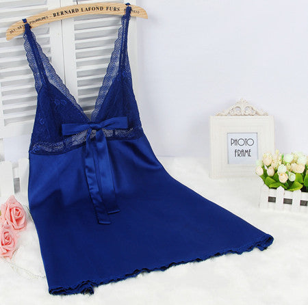 Online discount shop Australia - Ladies Sexy Silk Satin Nightgown Lace Nightdress Sleeveless Nighties V-neck Night dress Sleep Dress Nightwear For Women