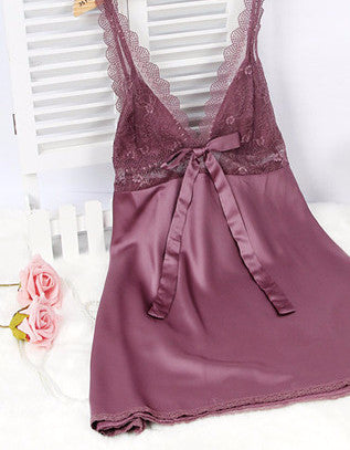 Online discount shop Australia - Ladies Sexy Silk Satin Nightgown Lace Nightdress Sleeveless Nighties V-neck Night dress Sleep Dress Nightwear For Women