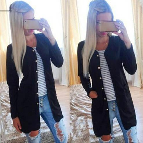 Online discount shop Australia - Fashion Women cute candy color long trench coat two pockets coat ladies loose casual outwear single-breasted trenchcoat