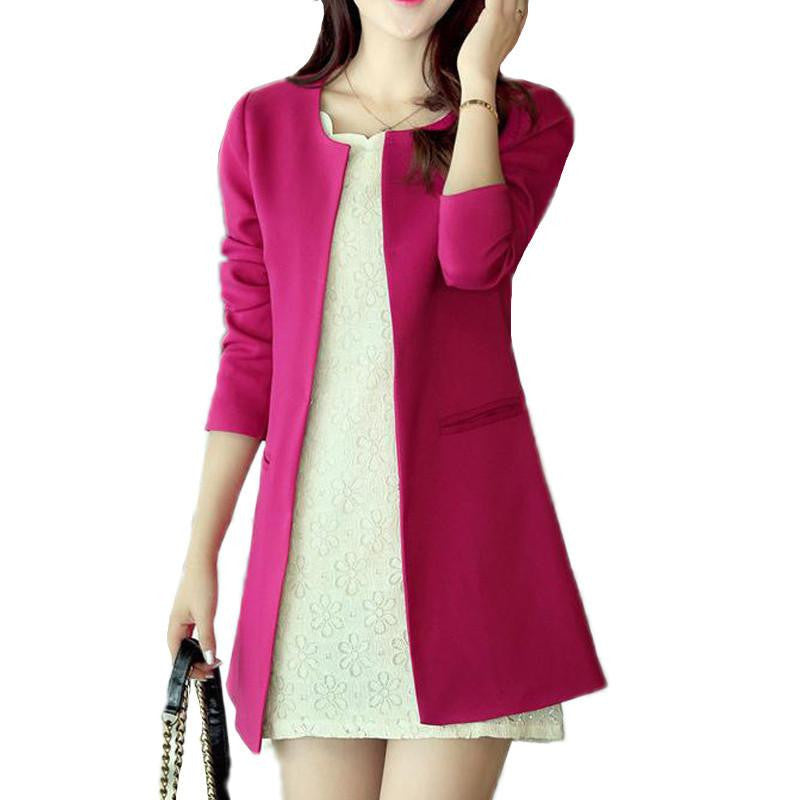 Women's Basic Jackets Women Long Jacket Solid Casual long sleeve outwear High Slim coats for women 4 colors