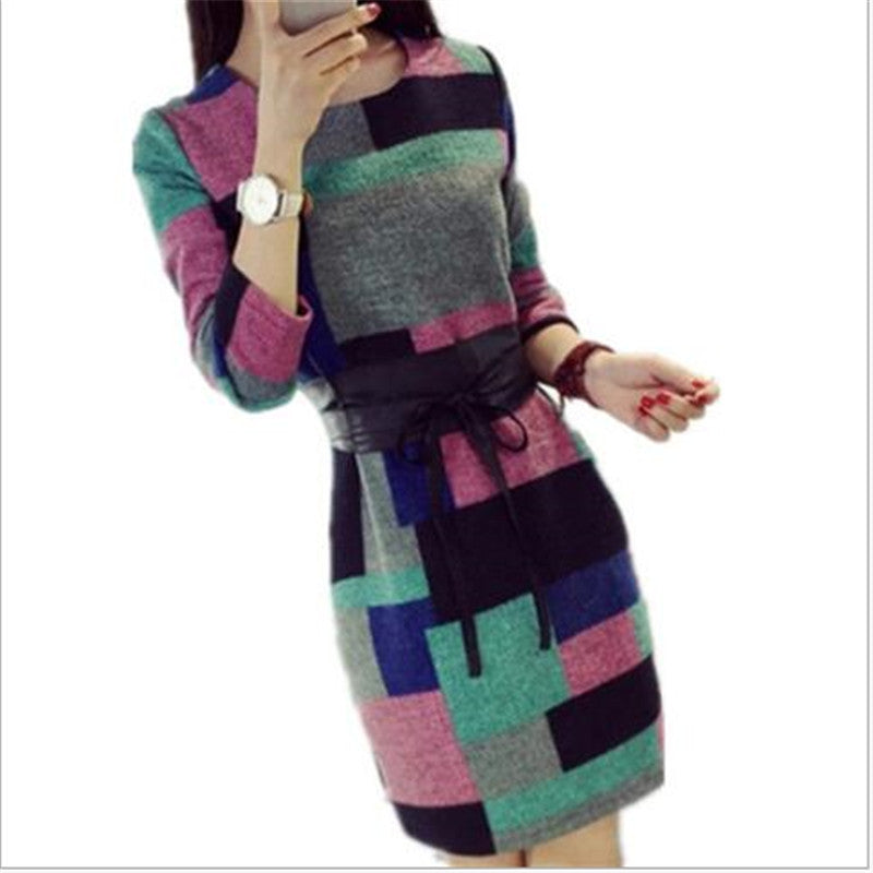 Online discount shop Australia - Dresses Plus Size Fashion Retro Casual O-Neck Pocket Long Sleeve Vintage Slim Bandage Dress