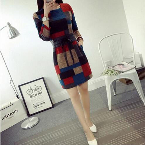 Online discount shop Australia - Dresses Plus Size Fashion Retro Casual O-Neck Pocket Long Sleeve Vintage Slim Bandage Dress