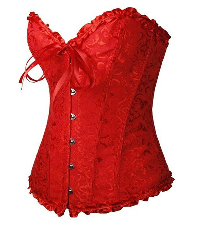 Online discount shop Australia - Corsets Sexy Women's Plus Size Bustiers & Corsets Overbust Gothic Lace Strapless Bustier Cincher Shaper Corselet Red White Black