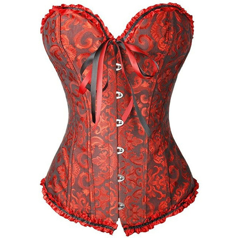 Online discount shop Australia - Corsets Sexy Women's Plus Size Bustiers & Corsets Overbust Gothic Lace Strapless Bustier Cincher Shaper Corselet Red White Black