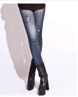 seamless printing stretch imitation jeans leggings 14 colors Denim Legging