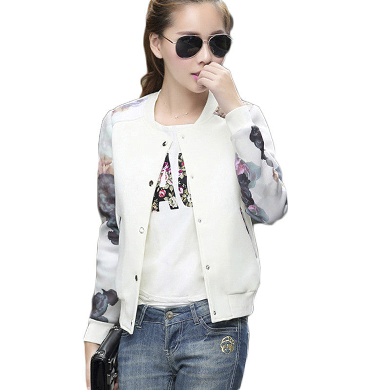 Online discount shop Australia - Brand Tops Flower Print Girl Plus Size Casual baseball Jacket Women Sweatshirts Button Thin Bomber Jacket Long Sleeves Coat