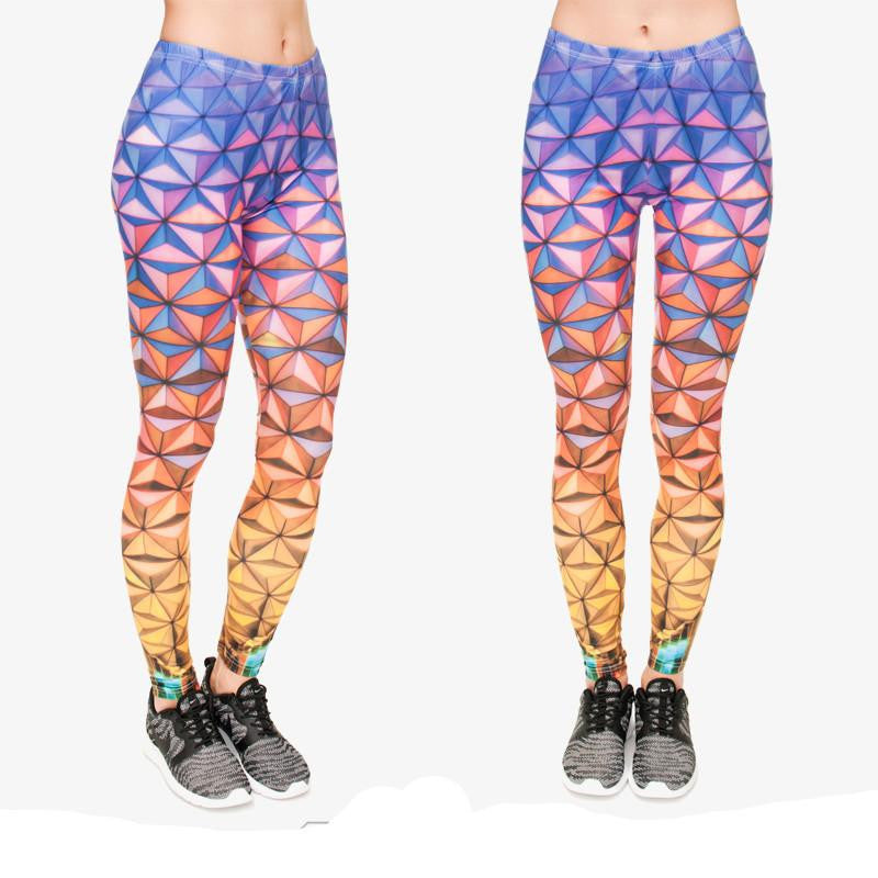 Women's Colour Geometry 3D Printing Legging High Elastic Fitness Legging Trousers Casual Pants Printed Leggings