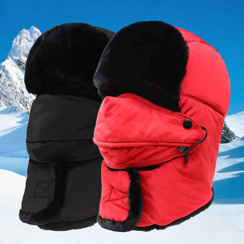 Women's or Mens Fur Bomber Hats Hat Outdoor Warm Thicker Caps with Ear Flaps and Mask Z-3877