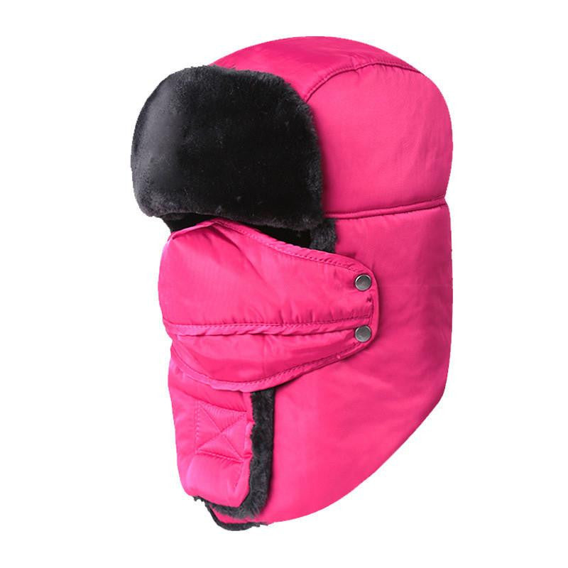 Women's or Mens Fur Bomber Hats Hat Outdoor Warm Thicker Caps with Ear Flaps and Mask Z-3877