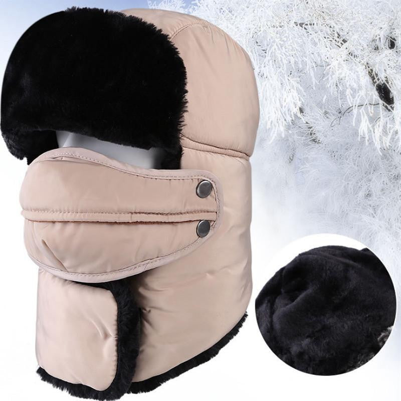 Women's or Mens Fur Bomber Hats Hat Outdoor Warm Thicker Caps with Ear Flaps and Mask Z-3877