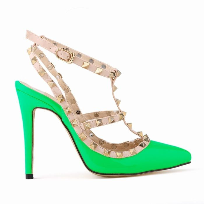 Women fashion sexy personality hollow rivets stitching fine with high-heeled shoes Wedding 302-5PA