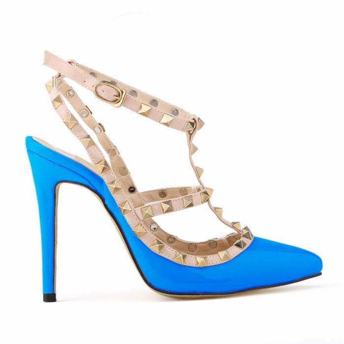 Women fashion sexy personality hollow rivets stitching fine with high-heeled shoes Wedding 302-5PA