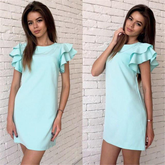 Summer Women Fashion Mini Dress Sleeveless A line Sleeveless Ruffles Party Dress Robe Longue Femme LJ4534S