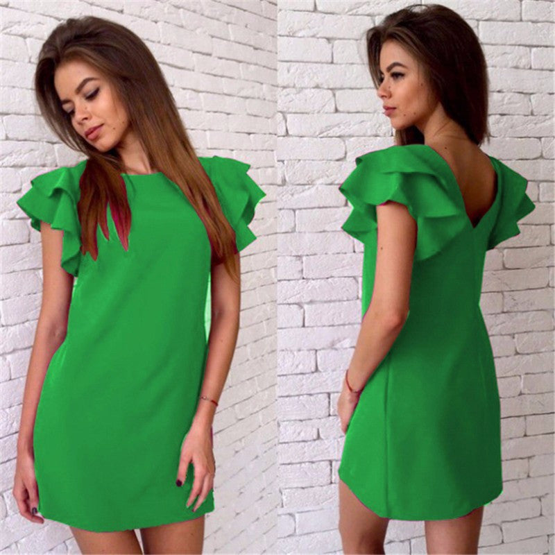 Summer Women Fashion Mini Dress Sleeveless A line Sleeveless Ruffles Party Dress Robe Longue Femme LJ4534S
